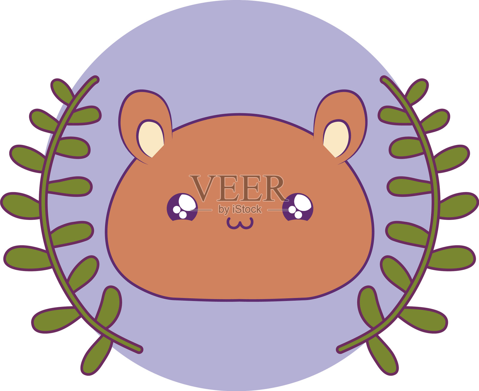 可爱的头熊巴贝动物卡哇伊设计元素图片