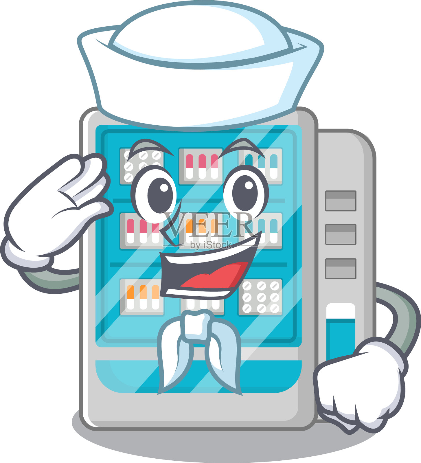 水手药品自动售货机的卡通设计元素图片