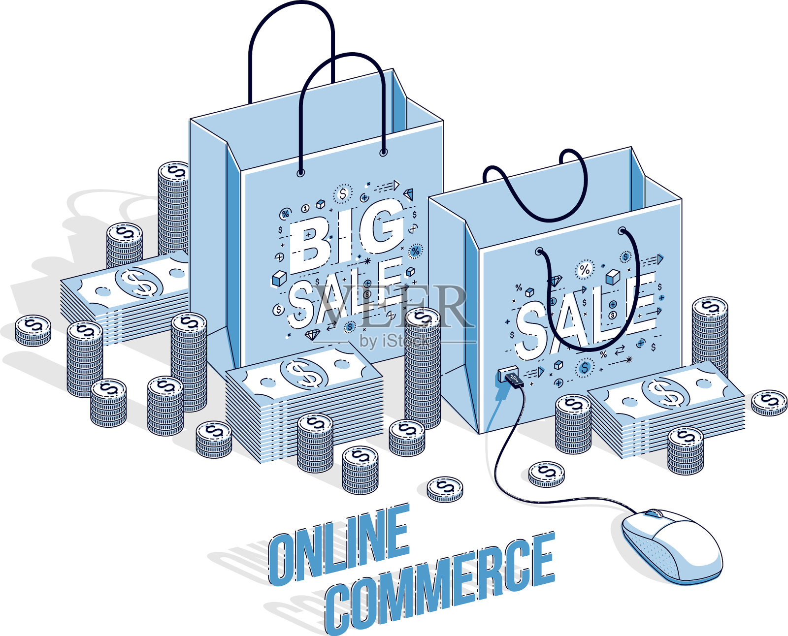 网上购物概念网上商店网上销售设计元素图片