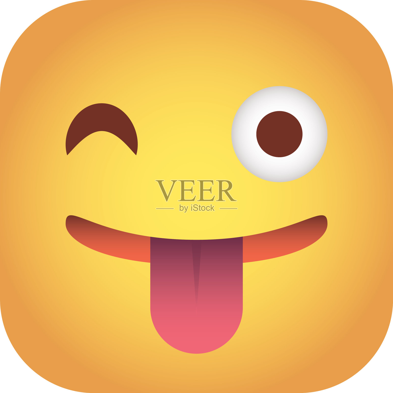 方形表情符号疯狂的脸字符图标图标素材