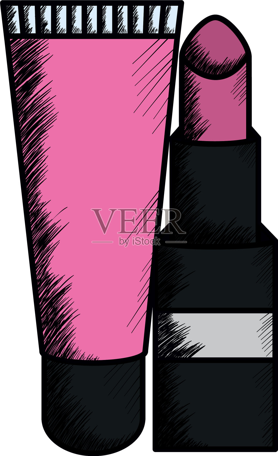 口红和瓶子化妆绘图图标设计元素图片