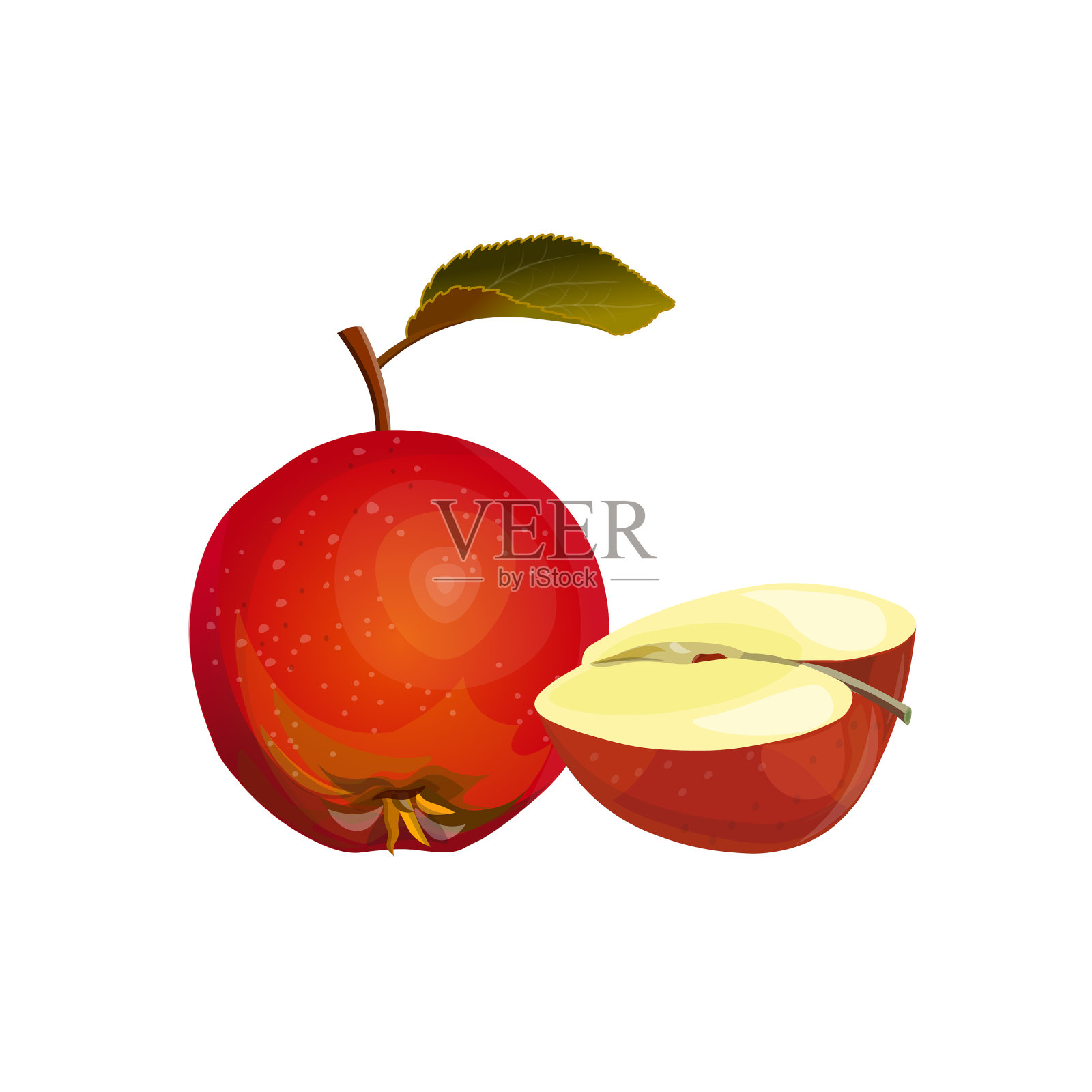 红苹果加一半设计元素图片