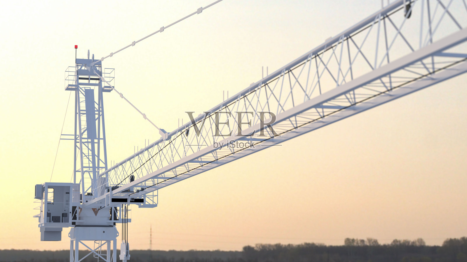 特写白塔起重机在蓝天照片摄影图片