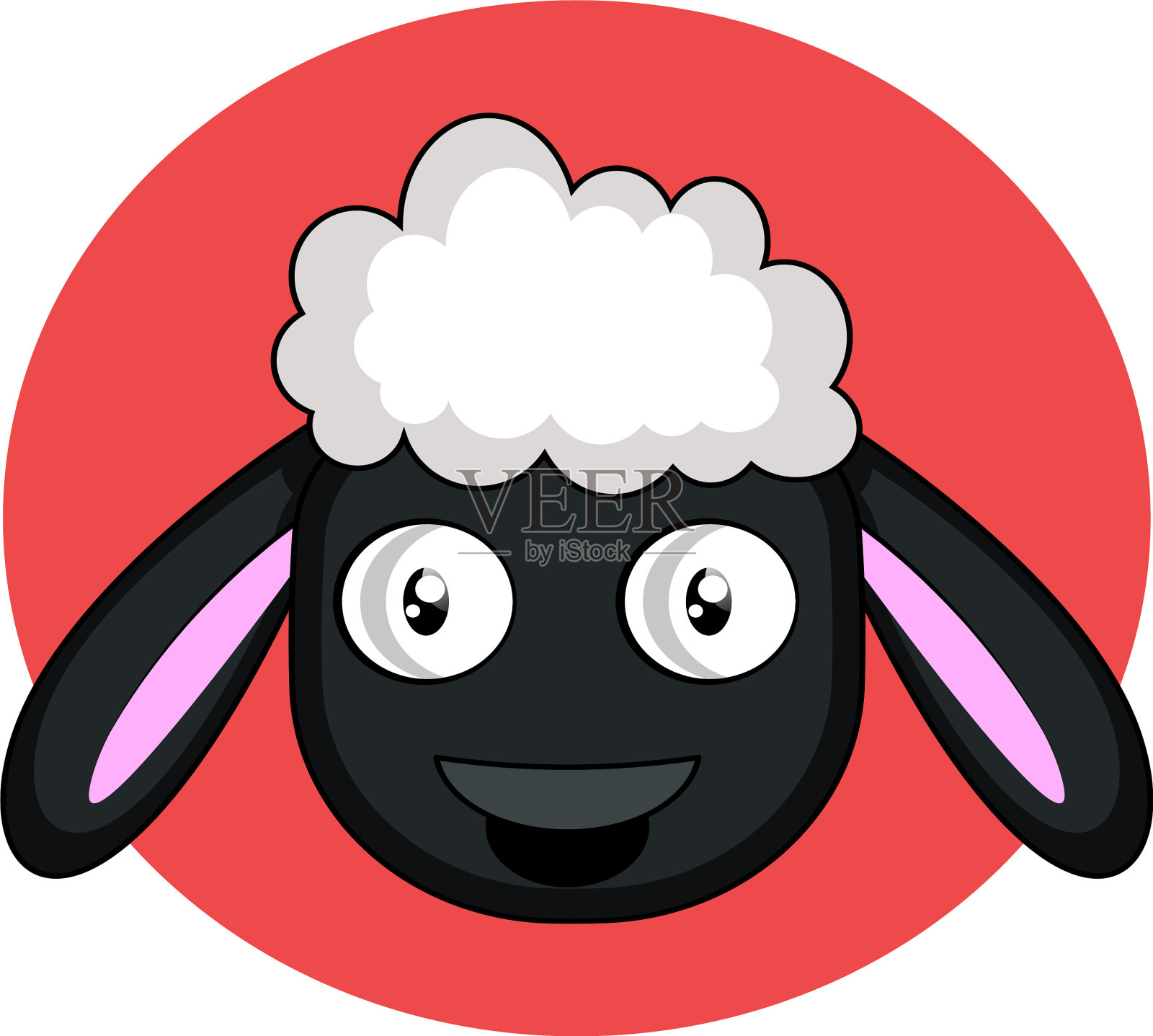 白色背景上的小黑羊设计元素图片