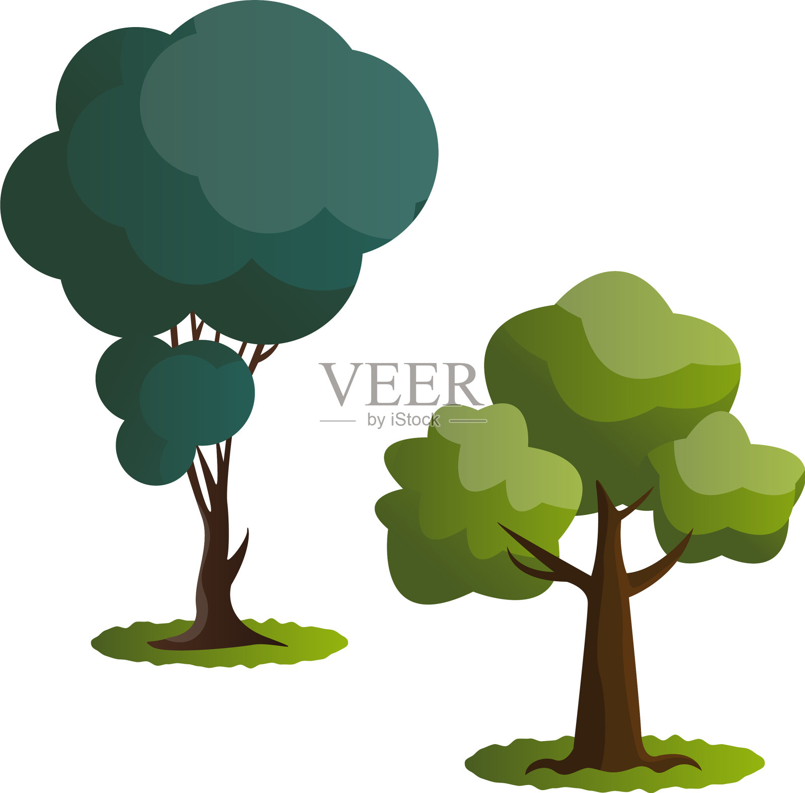 白色背景上的几棵绿树设计元素图片