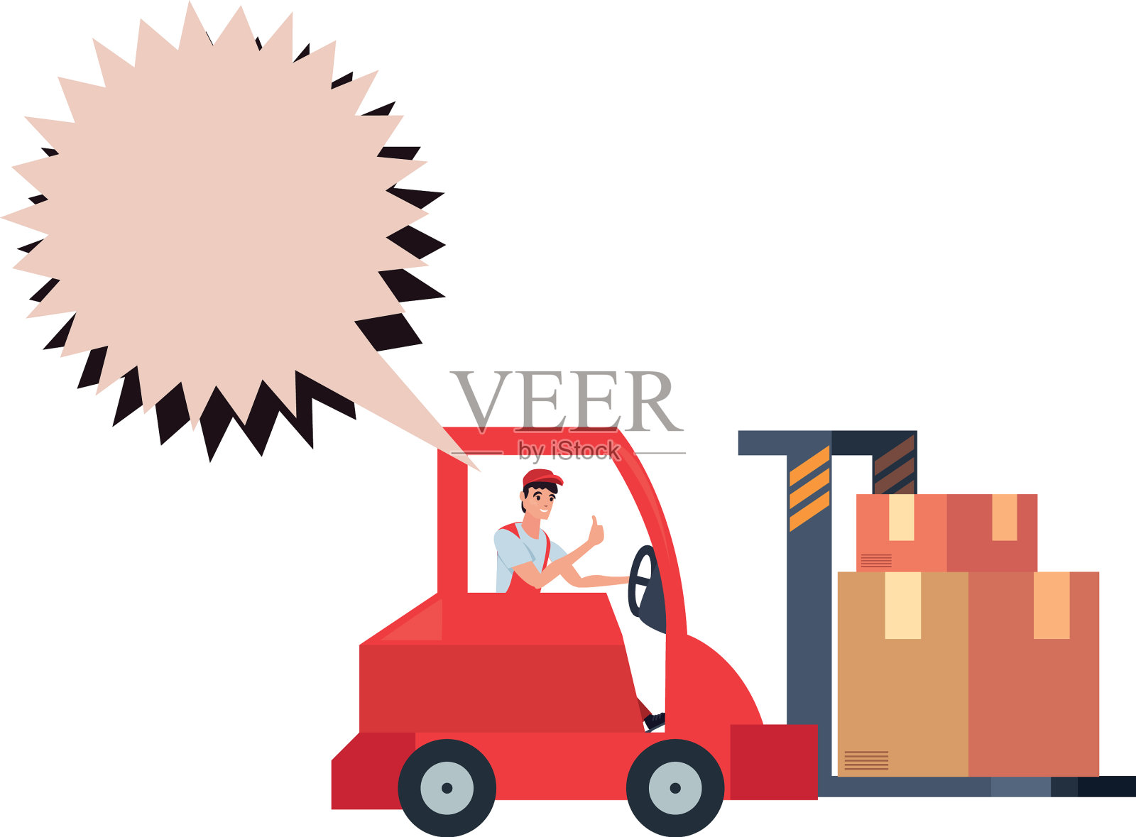 送货员说话气泡叉车包裹设计元素图片