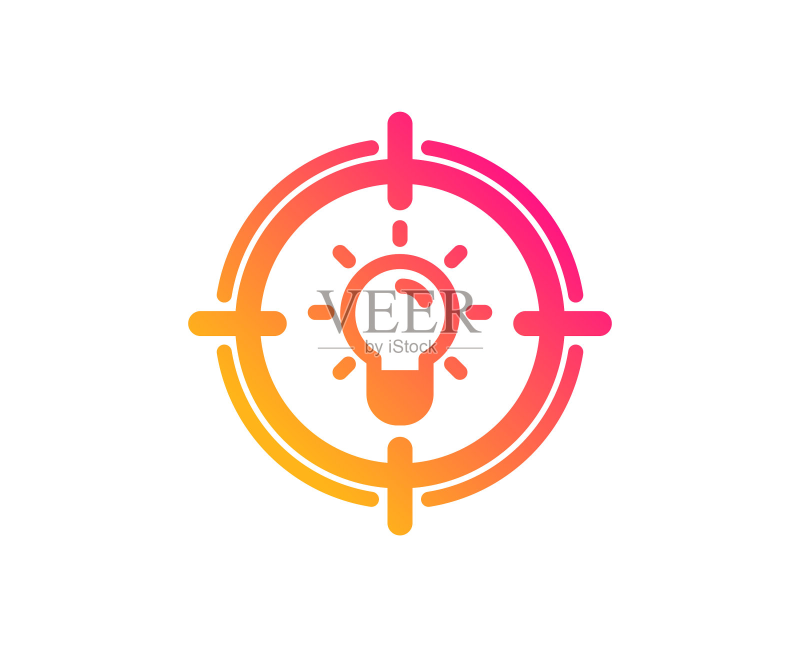 创意图标灯泡或灯在目标标志图标素材