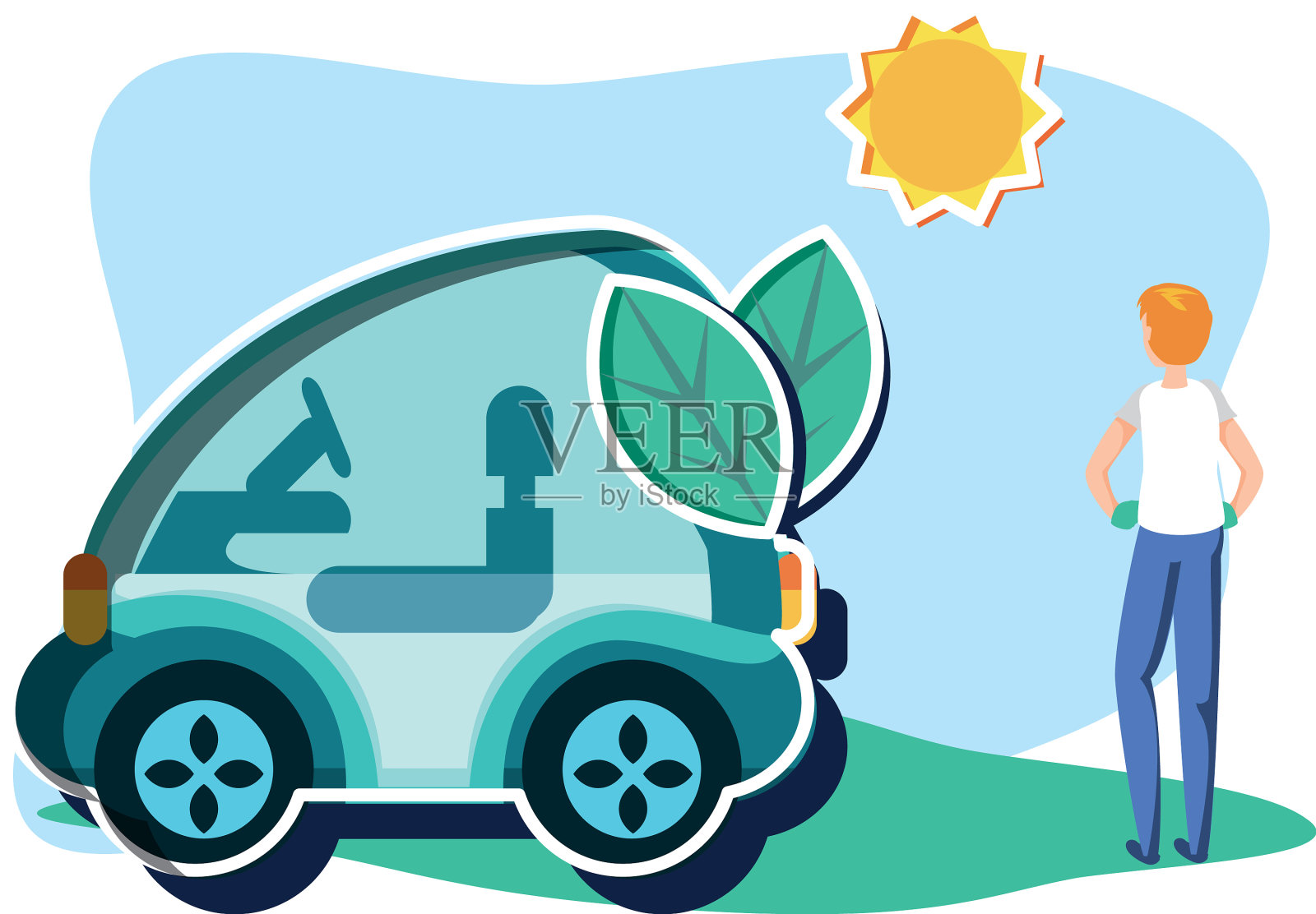 阿凡达人和环保汽车设计设计元素图片