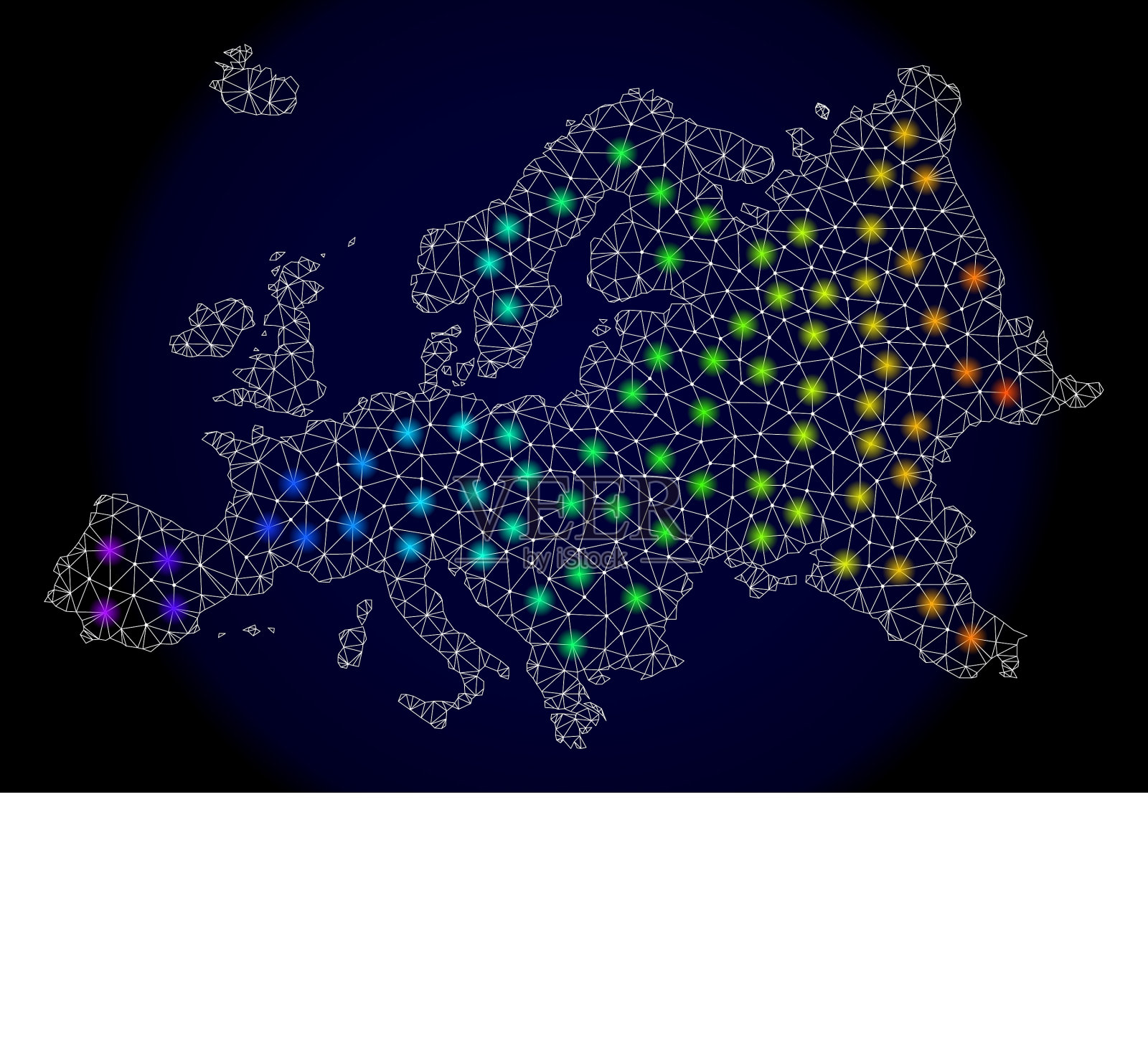 欧洲明亮的多边形2d网格地图插画图片素材