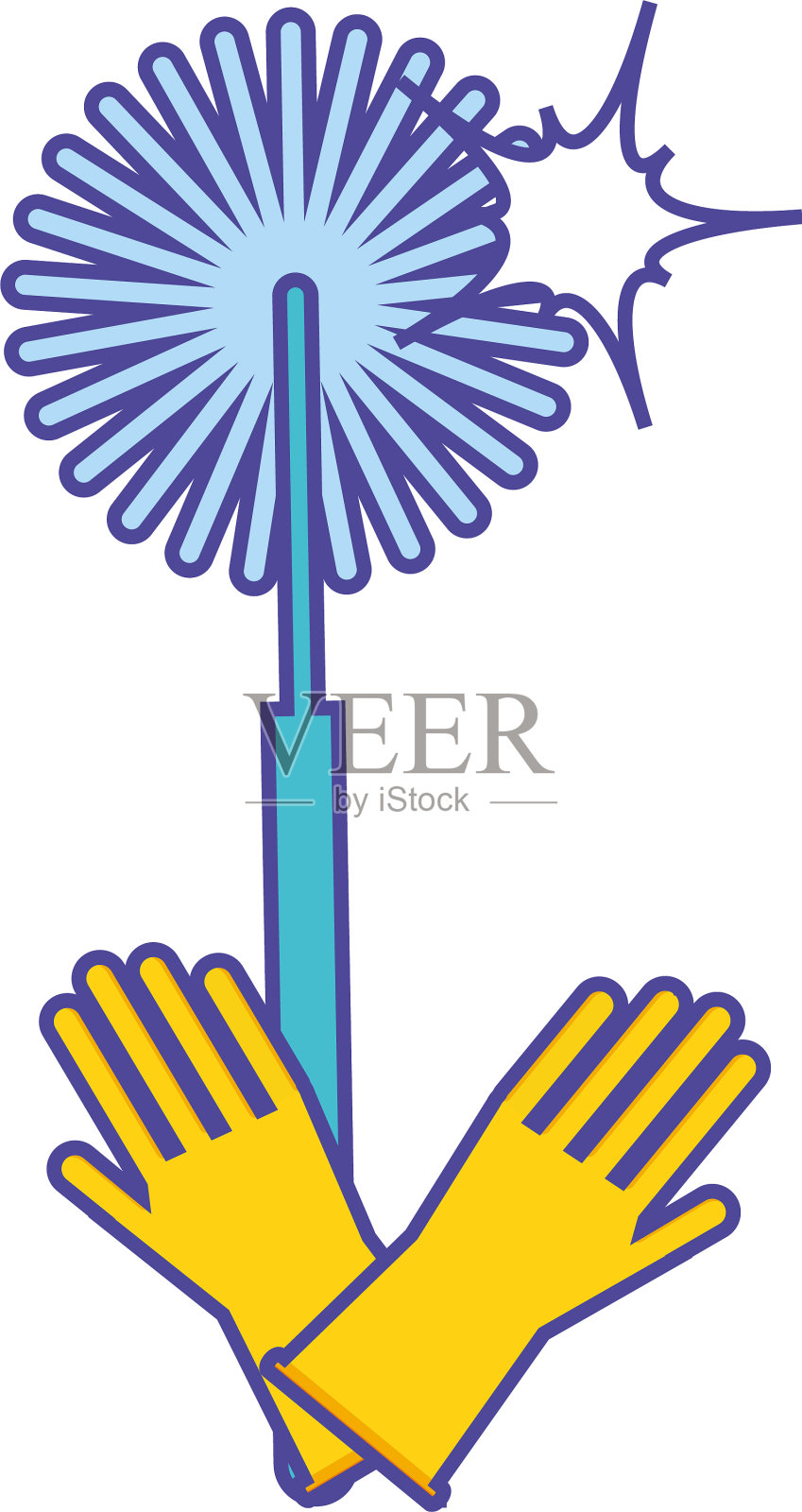 隔离清洁手套和拖把设计设计元素图片