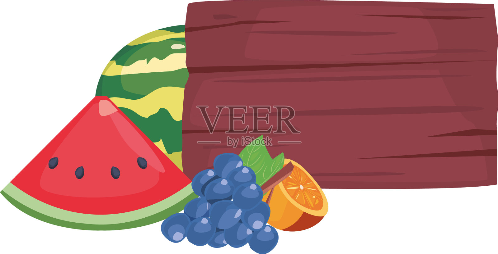夏日你好，异国水果木板设计元素图片