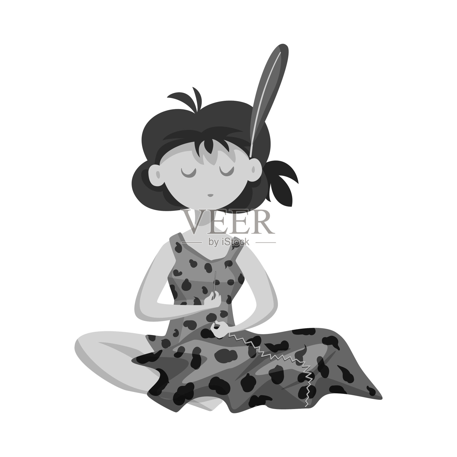 孤立的对象女人和原始符号设计元素图片