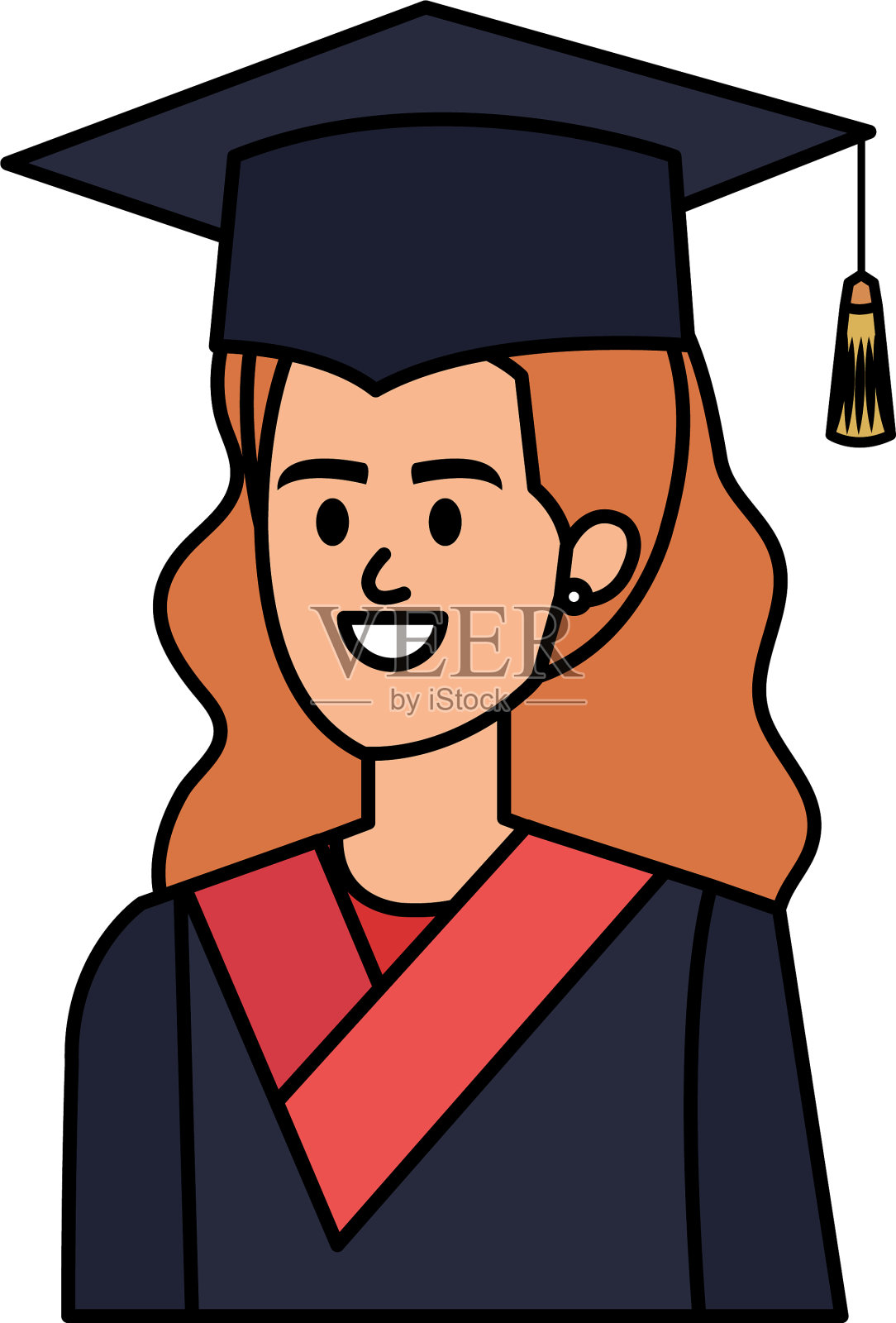 年轻女学生毕业性格设计元素图片