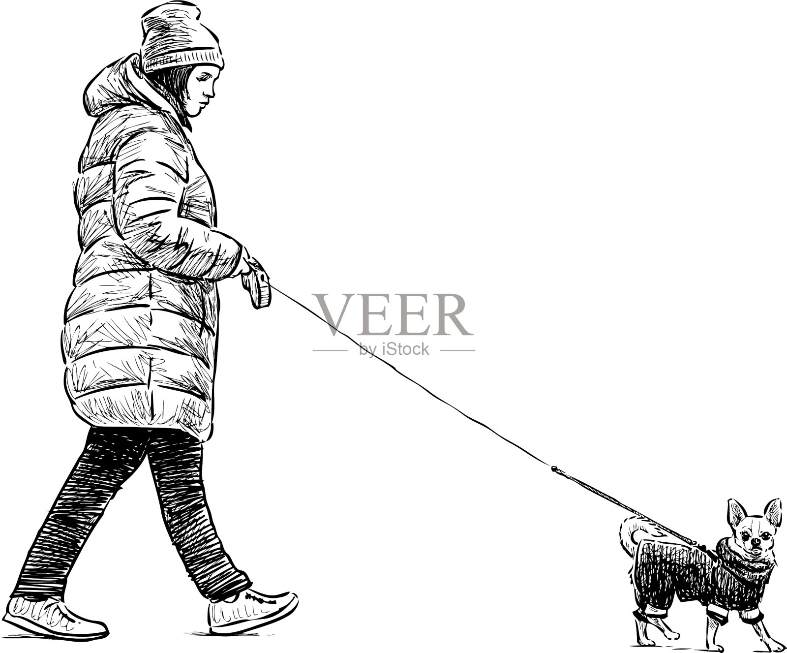 女孩和她的狗设计元素图片