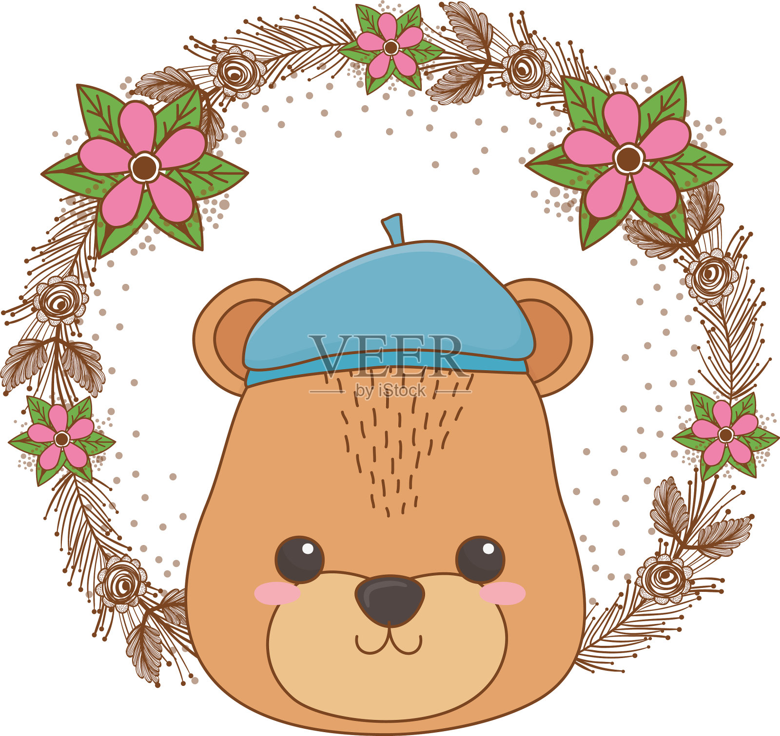 熊卡通与帽子设计设计元素图片