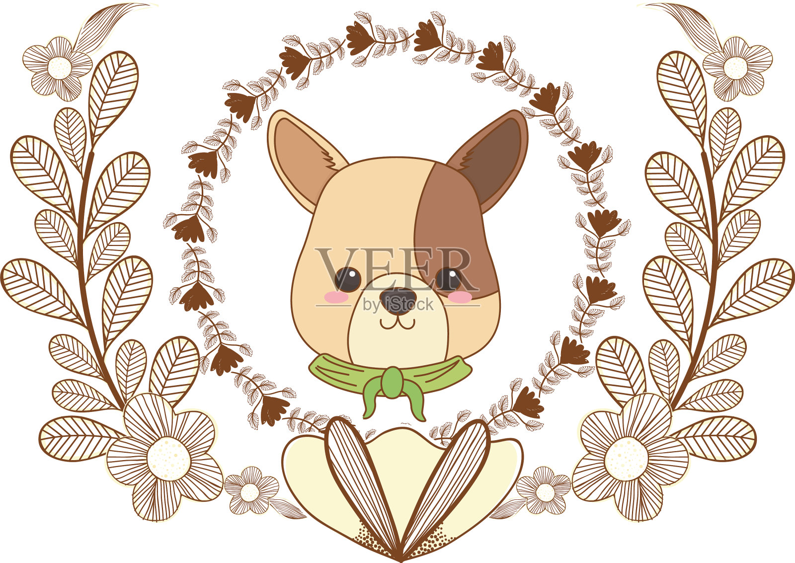 狗卡通与头巾设计设计元素图片