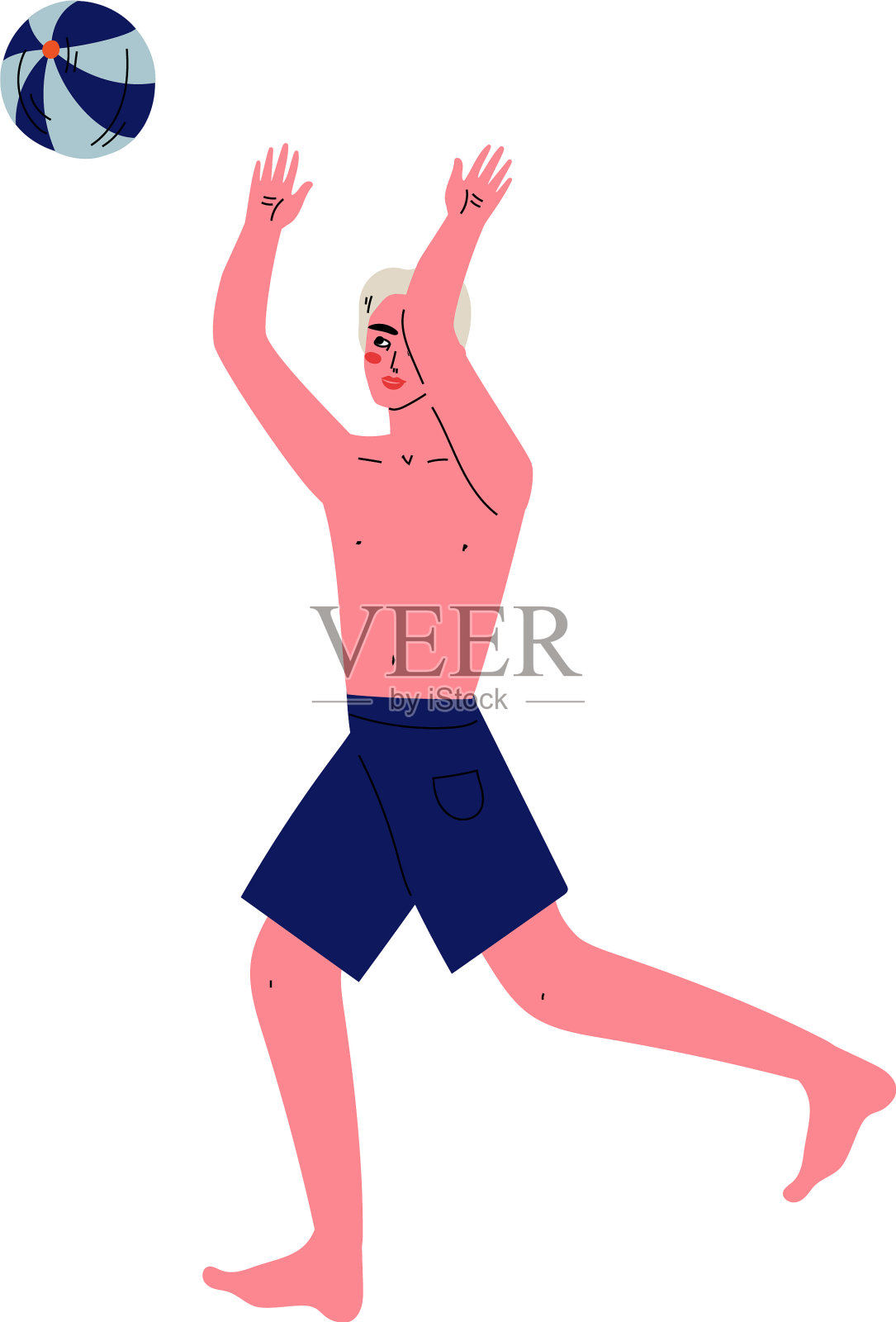 一个年轻人在玩沙滩排球设计元素图片