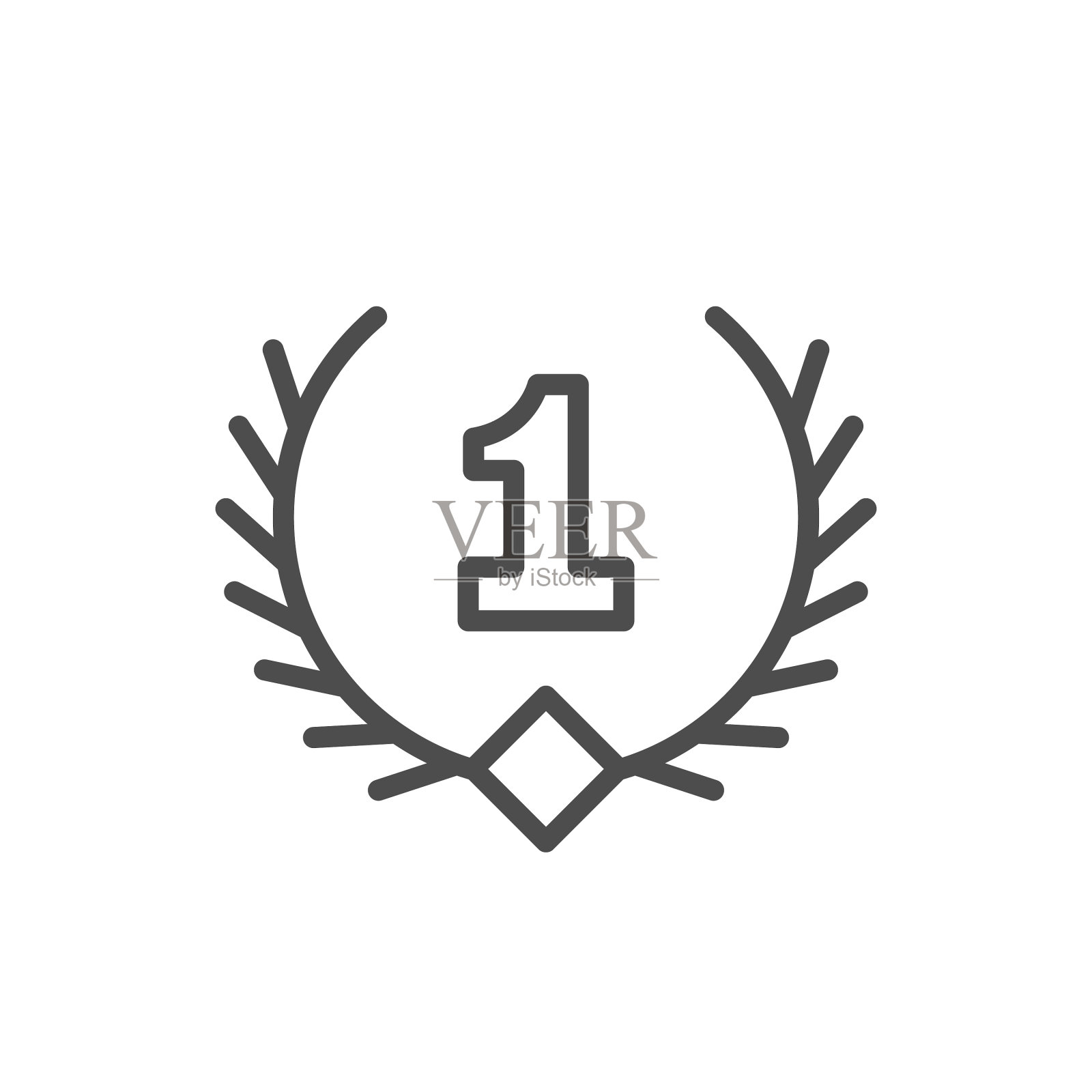 第一名线图标和月桂花环的象征图标素材