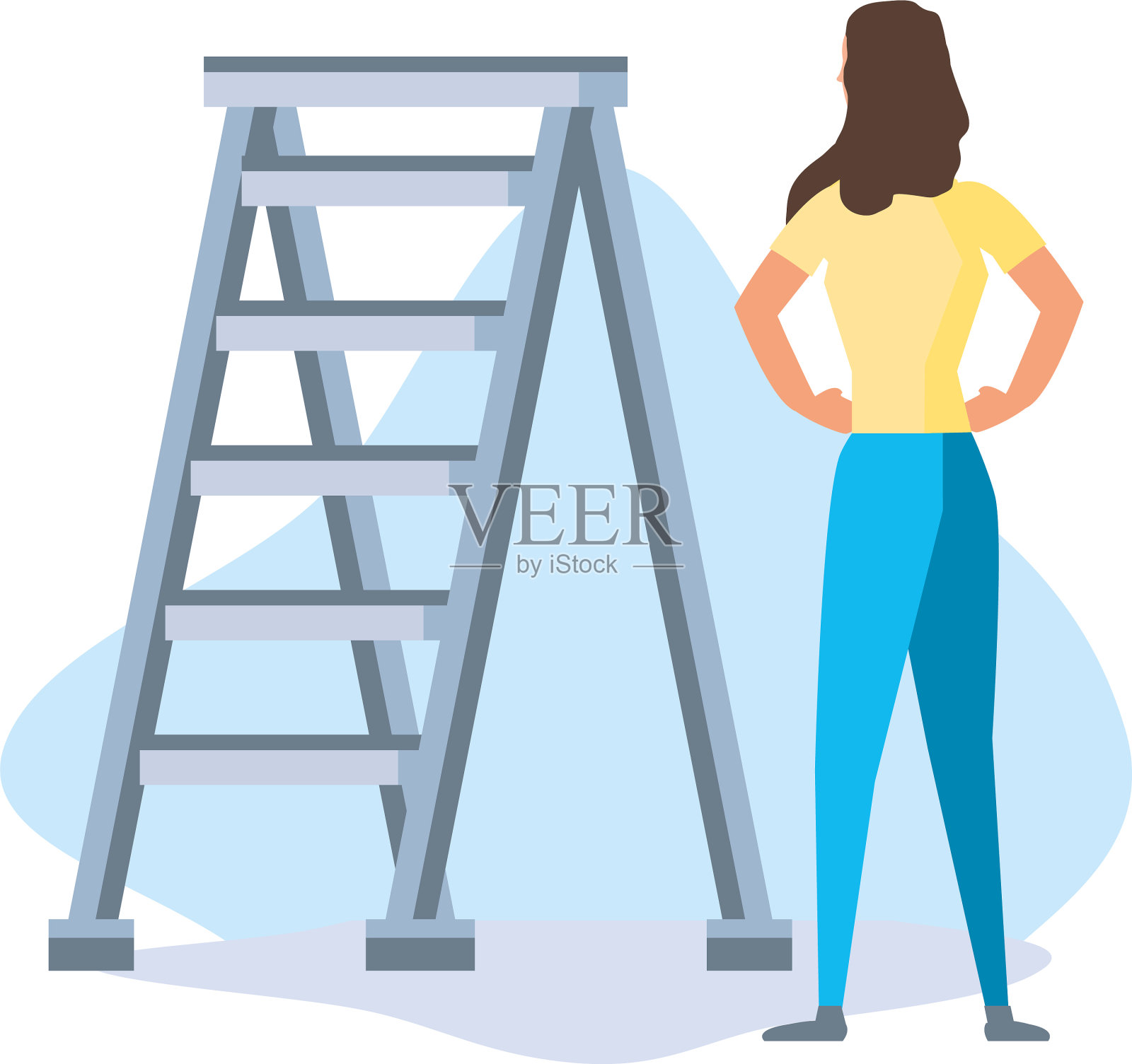 孤立的化身女人和梯子的设计设计元素图片