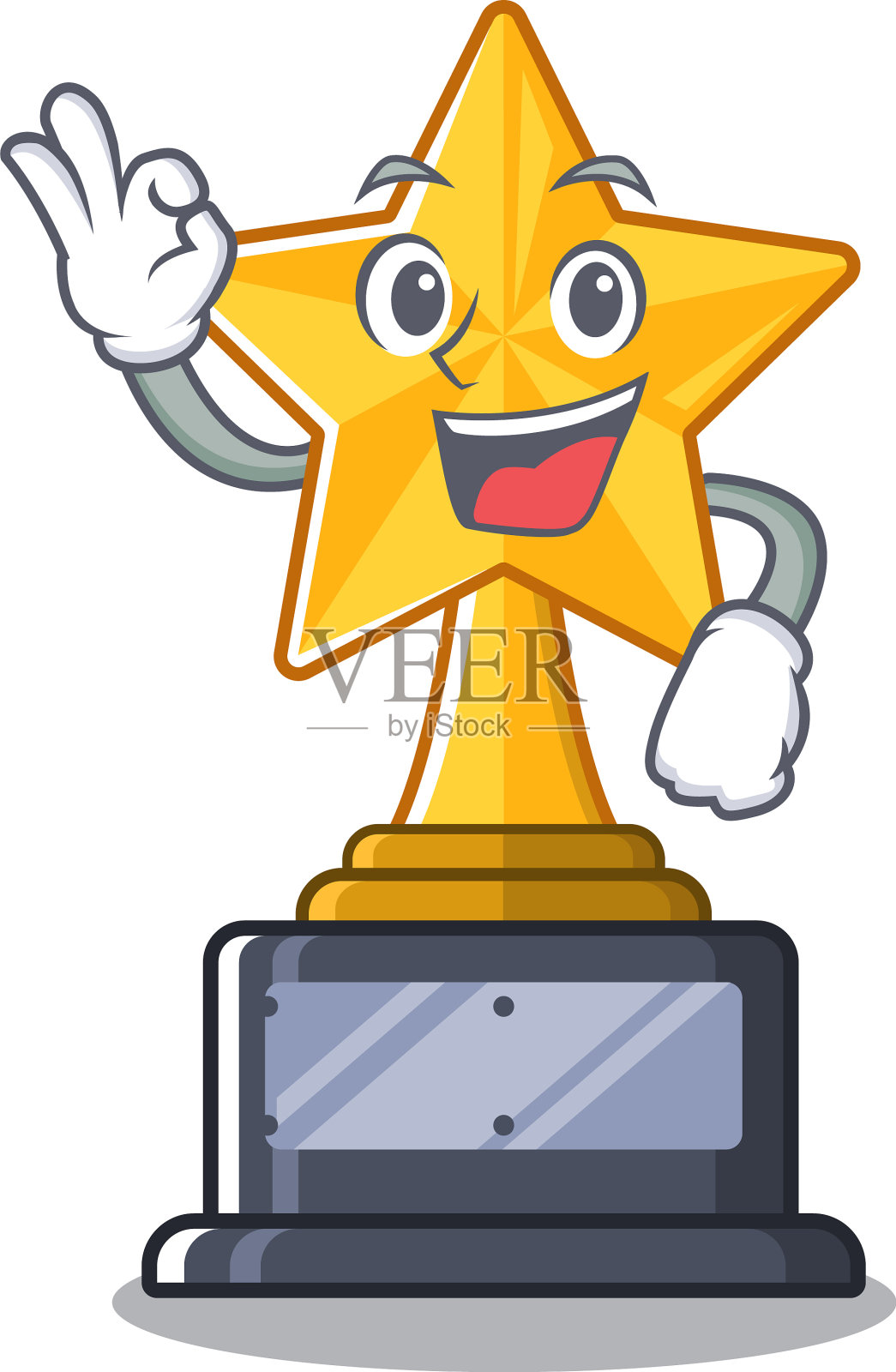 好的，带有人物形状的明星奖杯设计元素图片