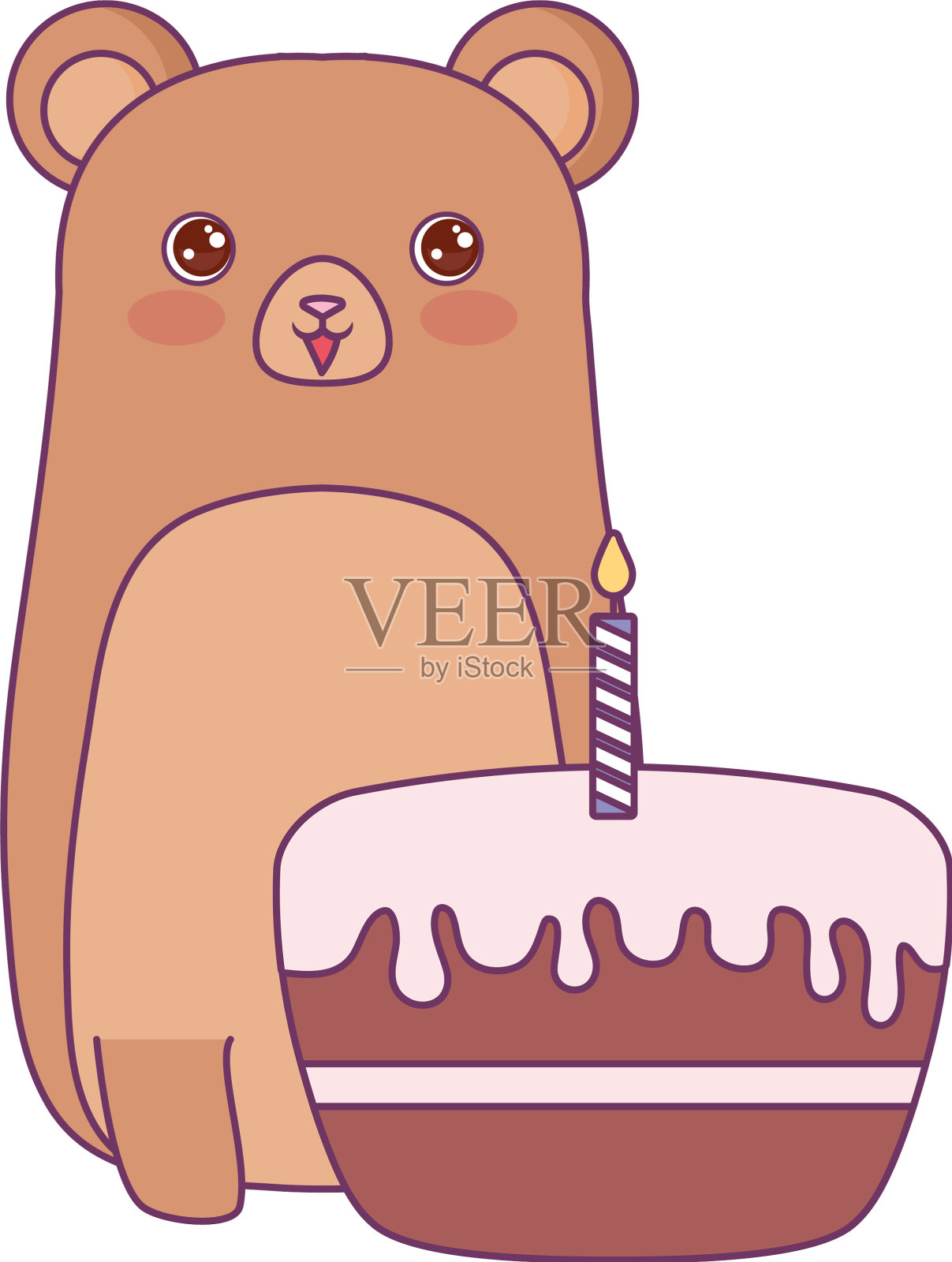 可爱的小熊动物与蛋糕生日设计元素图片