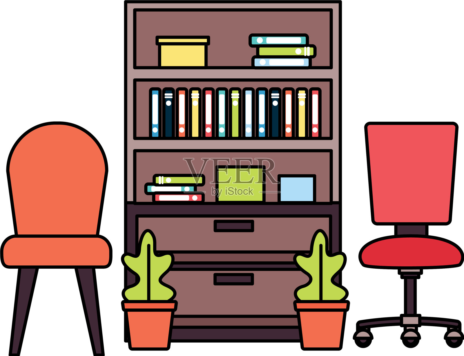 办公室书架上椅子设计元素图片