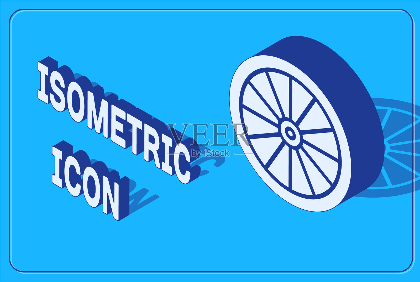 等距车轮图标孤立在蓝色插画图片素材