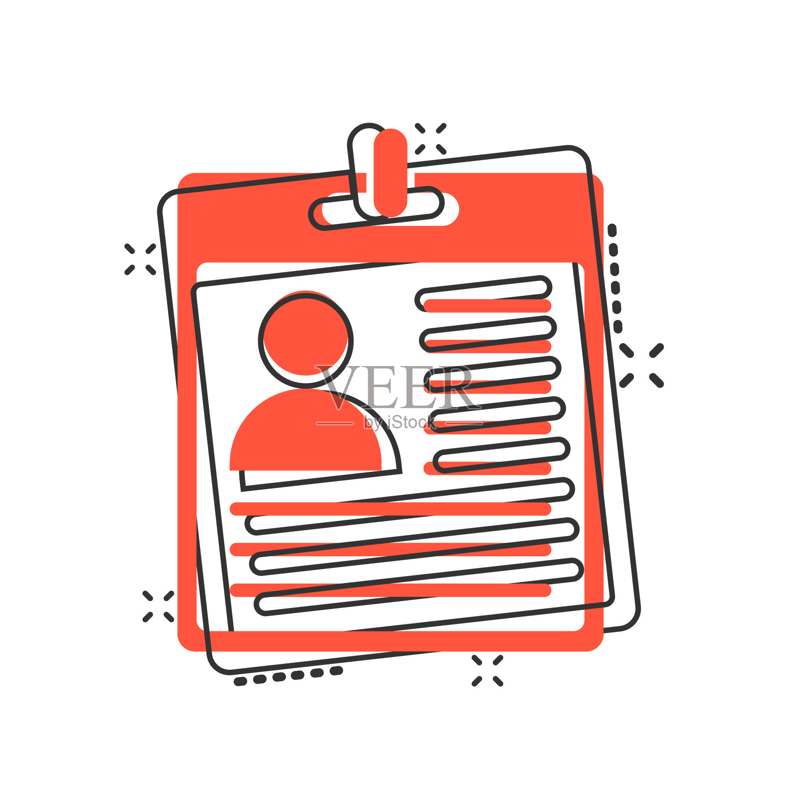 身份证图标在漫画风格的身份标签卡通设计元素图片