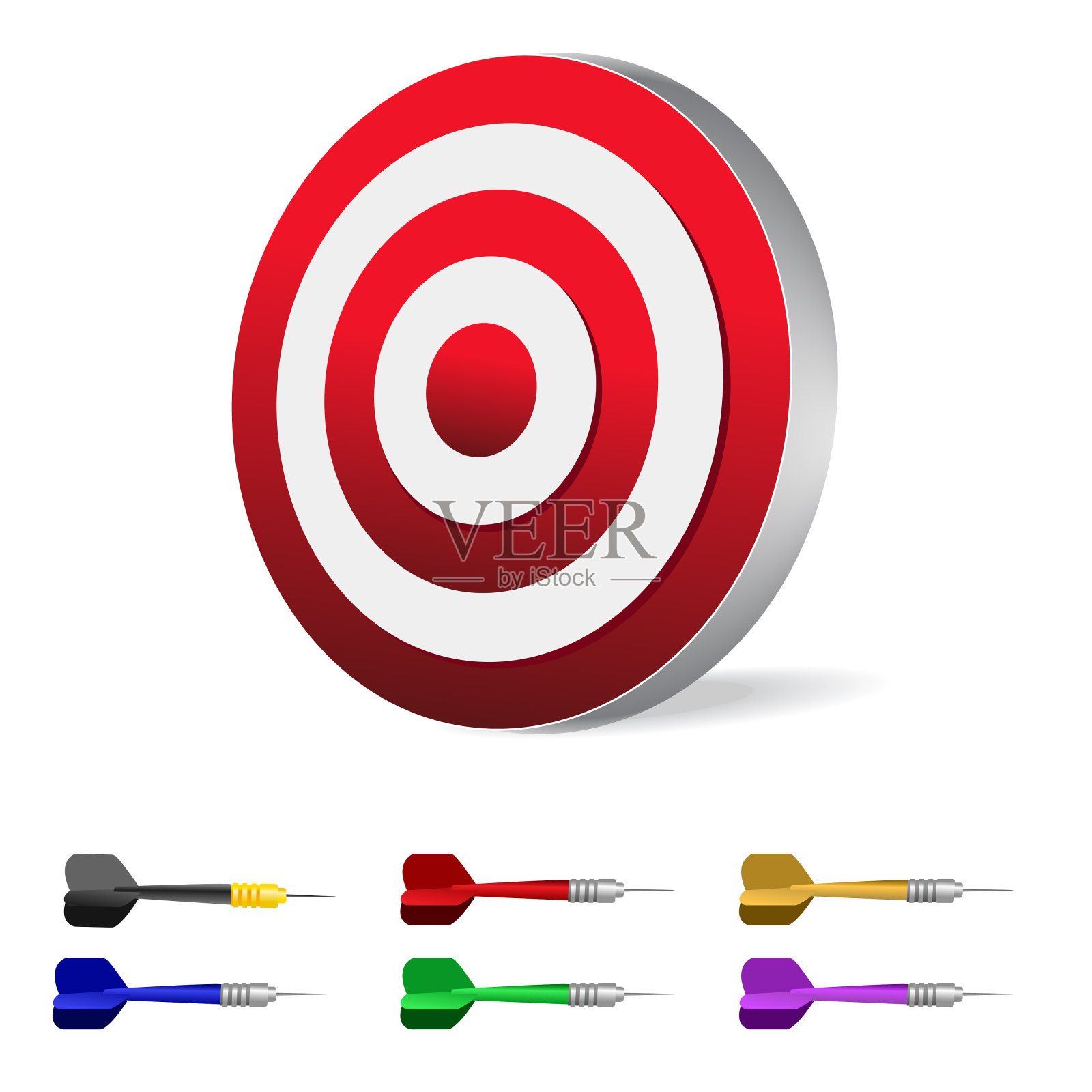 飞镖板与飞镖多色箭头设置插画图片素材