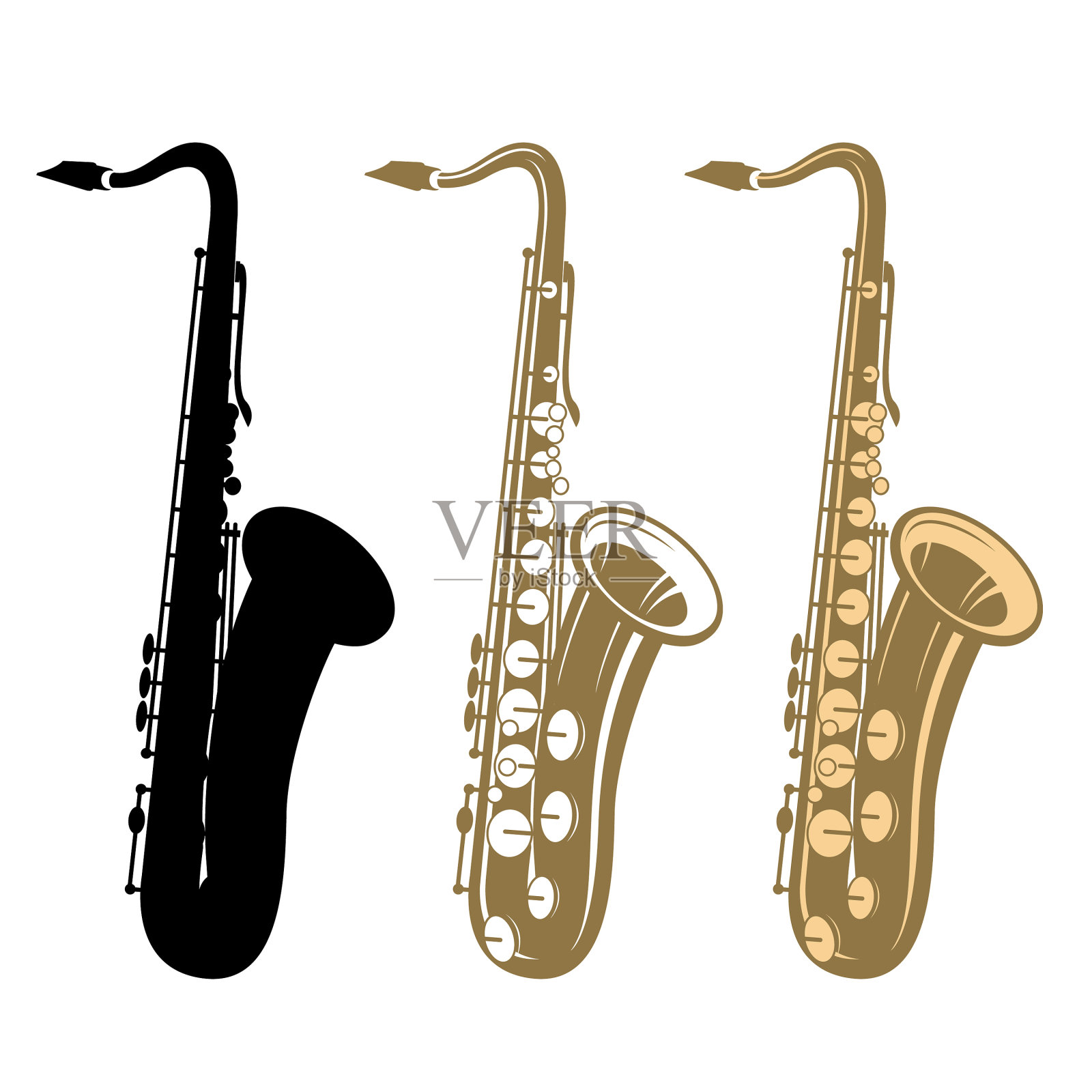 萨克斯乐器组设计元素图片