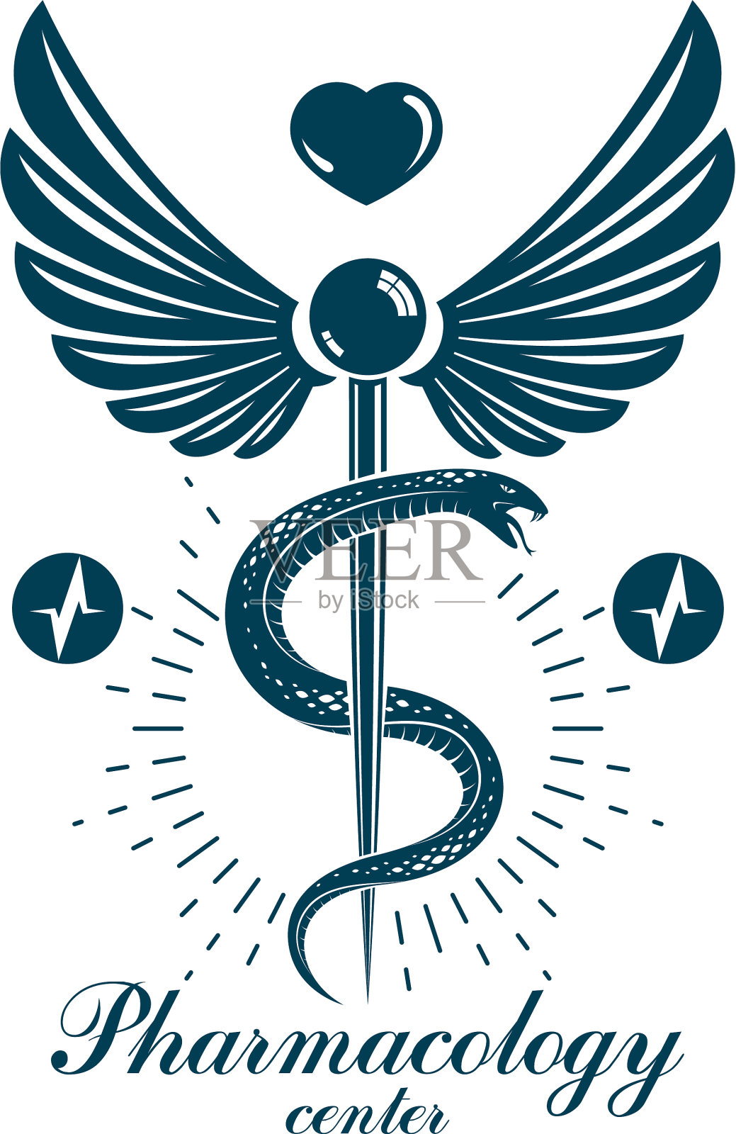 药房用杖状图标创建医疗标志设计元素图片