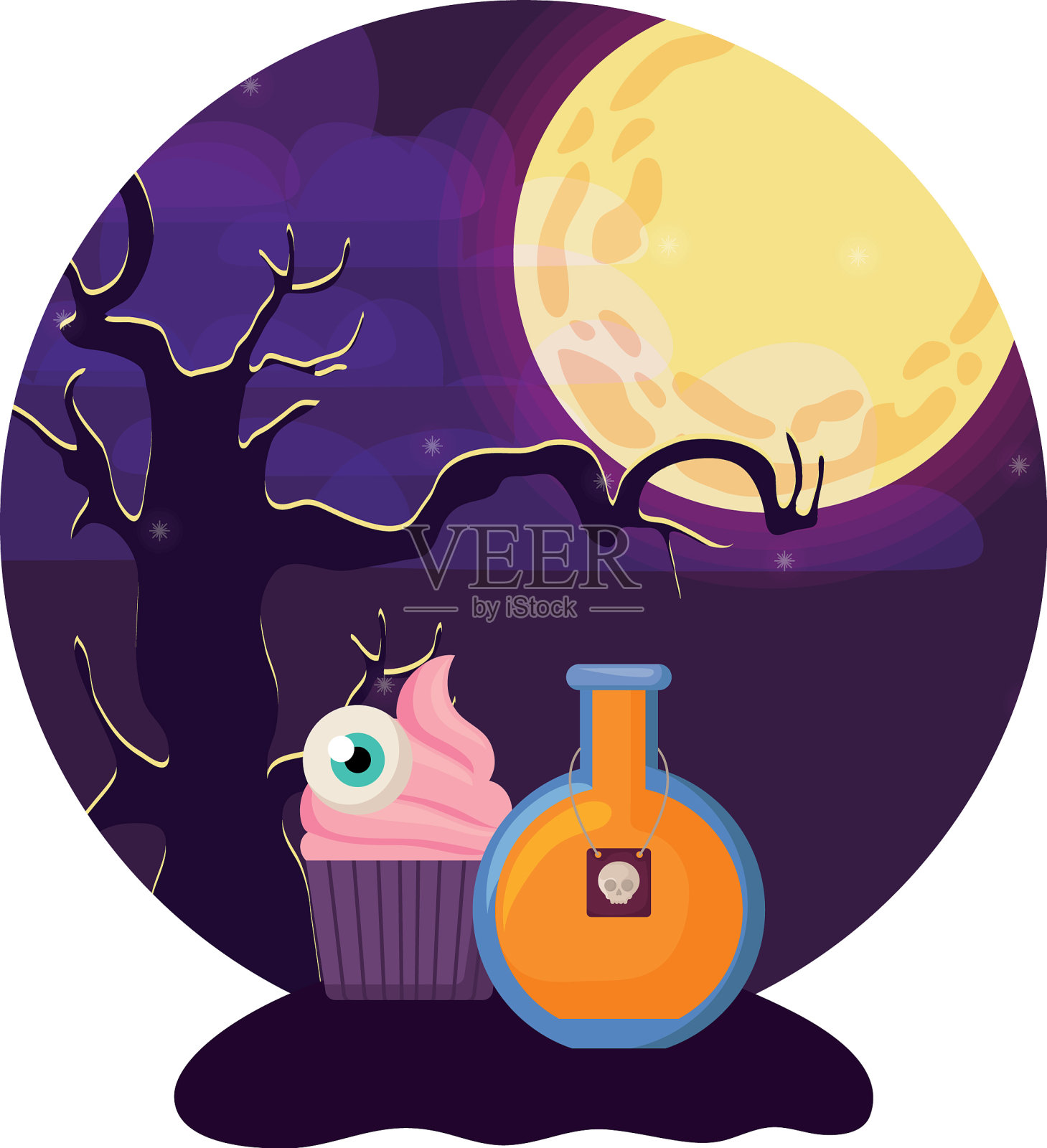 万圣节的美味新鲜纸杯蛋糕设计元素图片