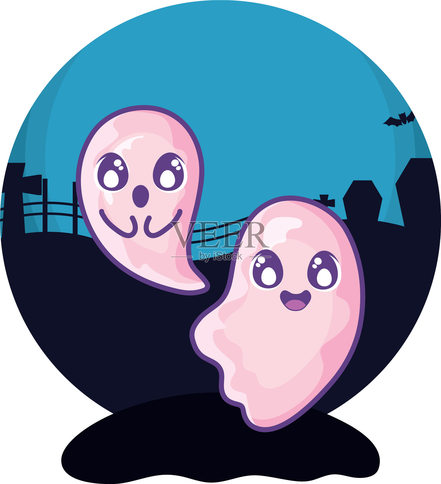 有趣的万圣节鬼魂在万圣节的场景设计元素图片