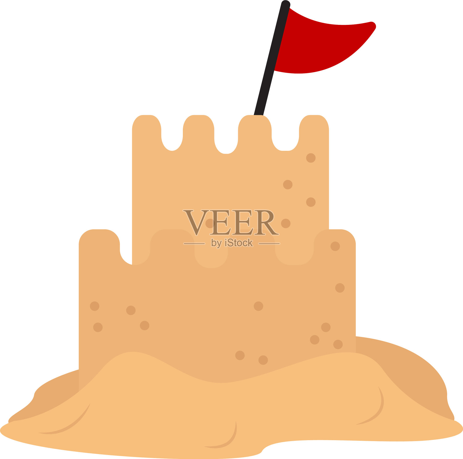 白色背景上的沙堡设计元素图片