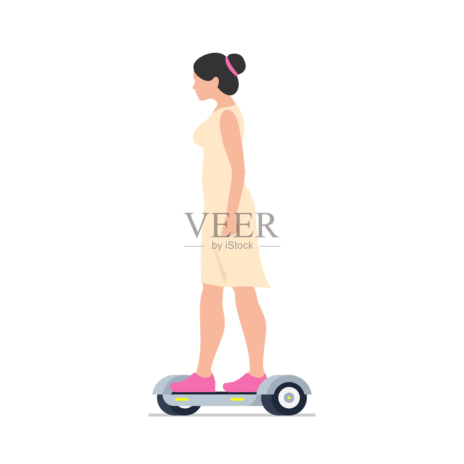 骑着电动悬浮滑板的女人设计元素图片