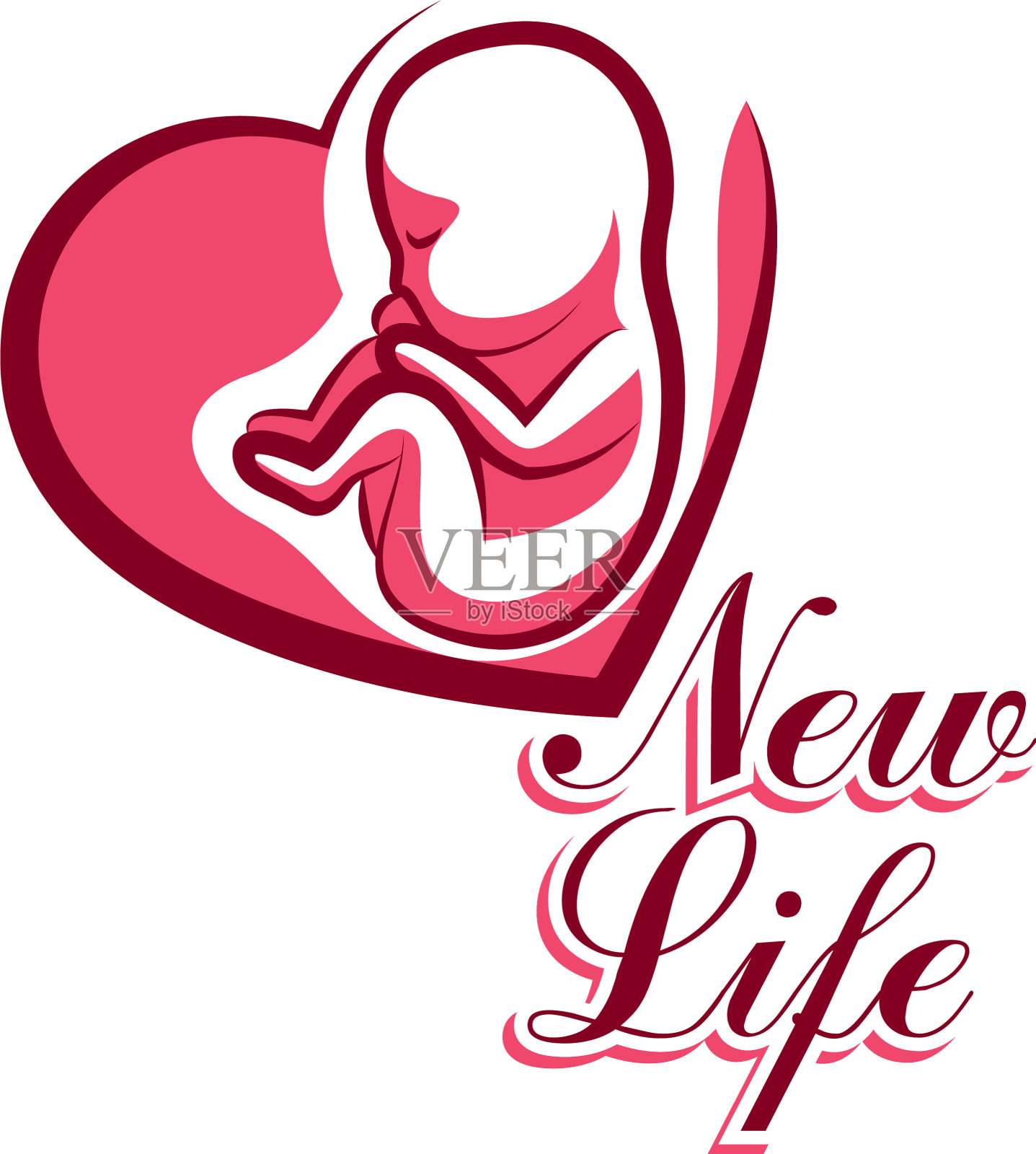 胚胎纹章中放置着一颗心形的新生生命设计元素图片