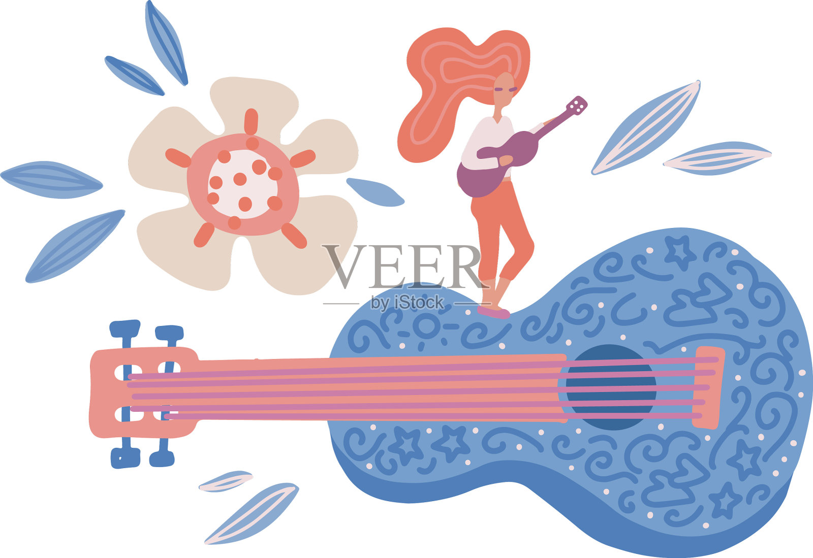 摇滚明星平手画人物小设计元素图片