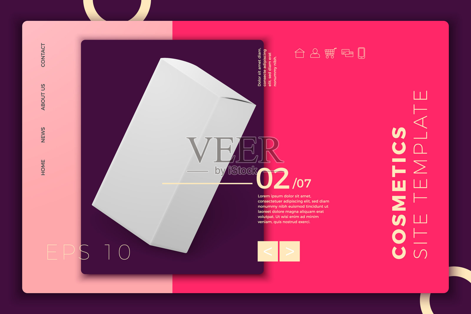 现实纸盒上的现代网站模板设计模板素材