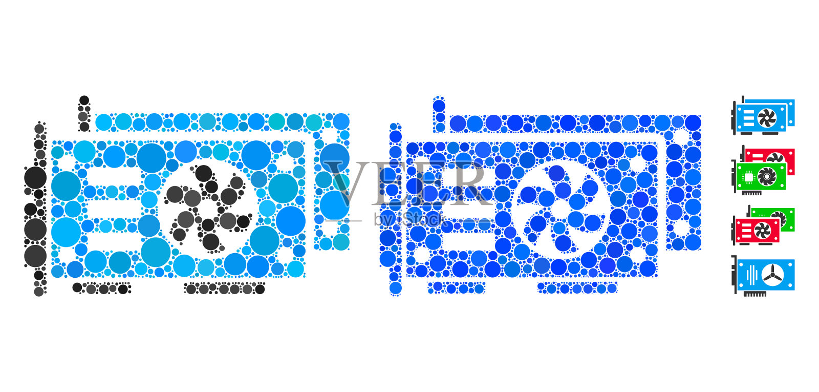 Gpu显卡马赛克图标圈插画图片素材