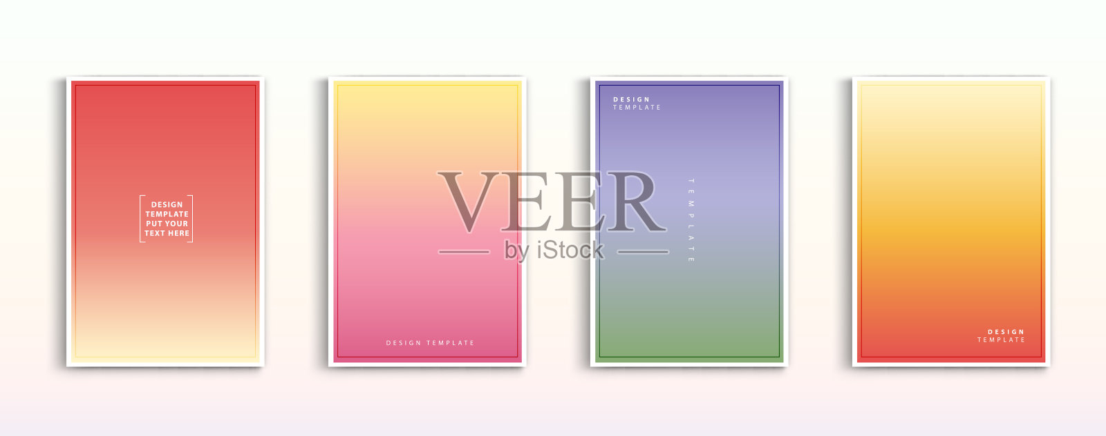 简约现代的封面设计。动态彩色渐变。未来的几何图案。蓝色、粉色、黄色、绿色、橙色、紫色招贴模板。插画图片素材