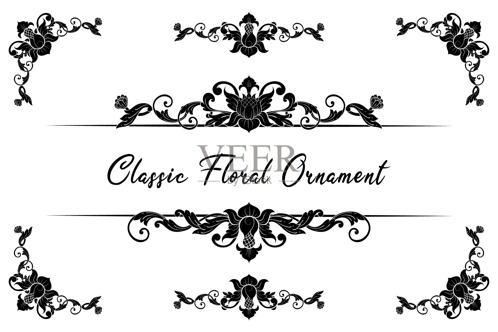 经典Vitage手绘婚礼矢量装饰框架插画图片素材