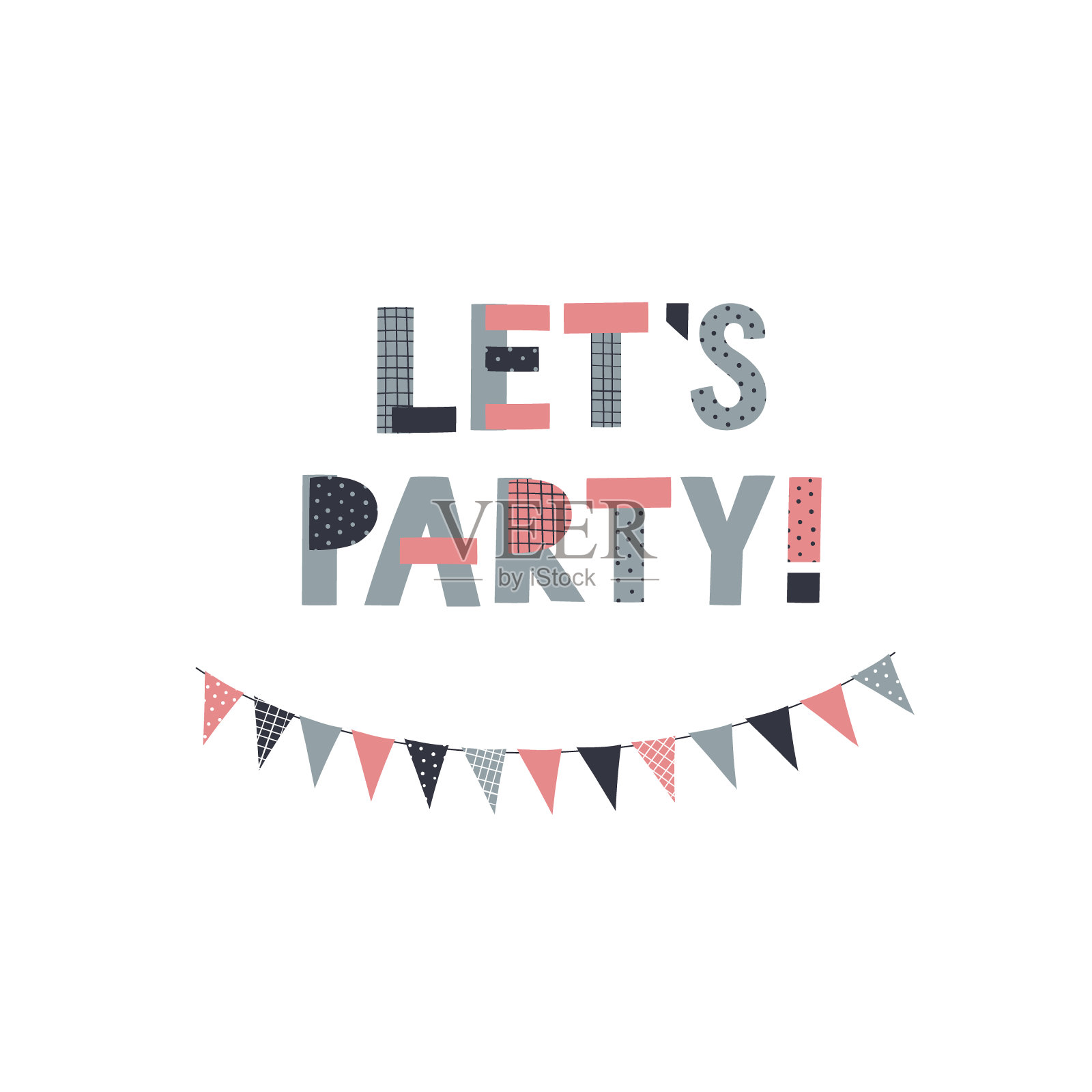 让派对字母插图事件明信片插画图片素材