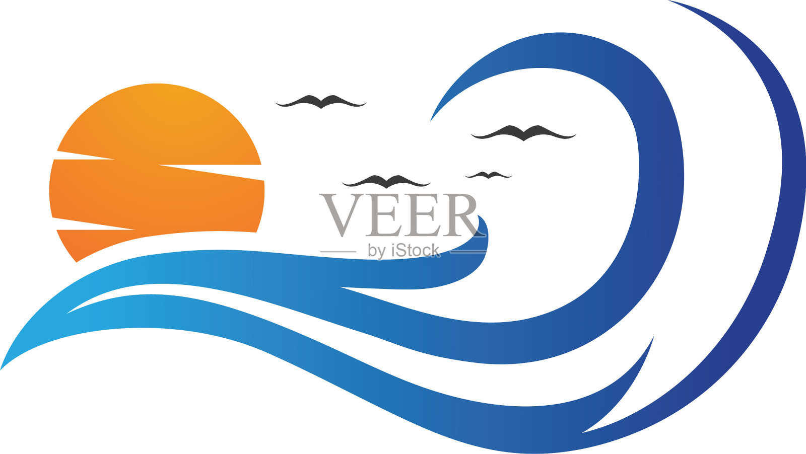 水波符号和图标标志模板设计元素图片