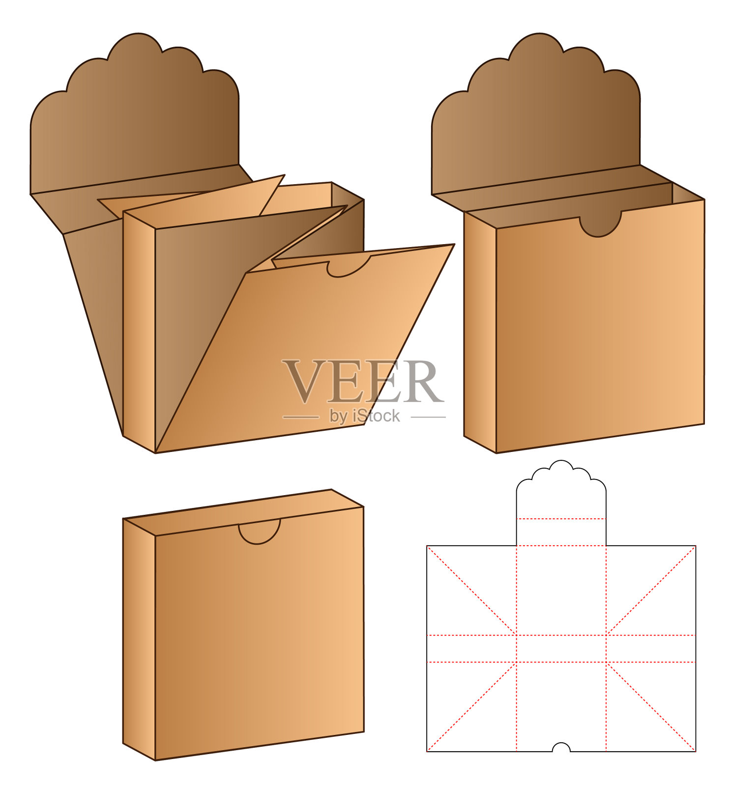 盒包装模切模板设计三维模型设计元素图片