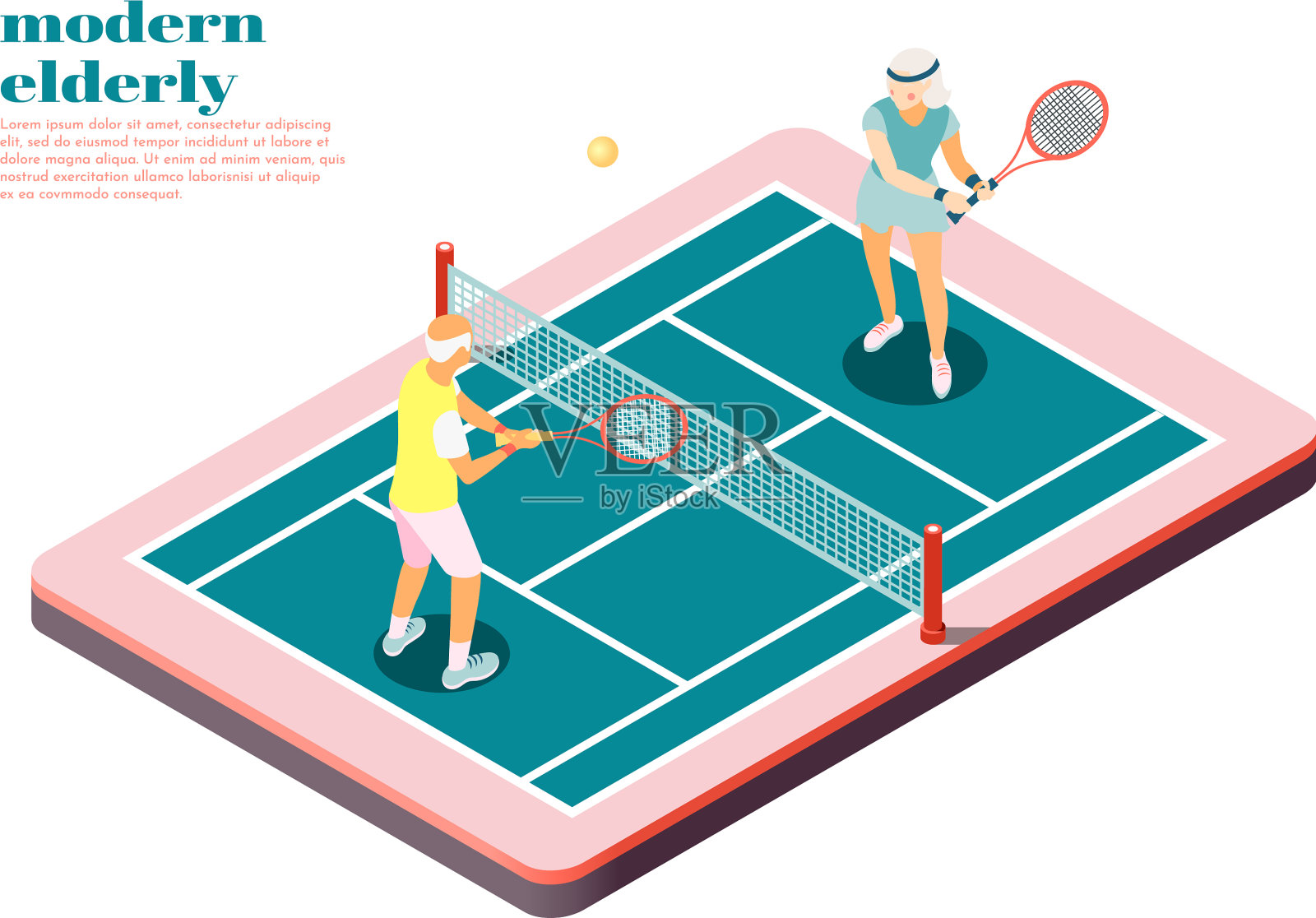 现代老年人等距构成设计元素图片