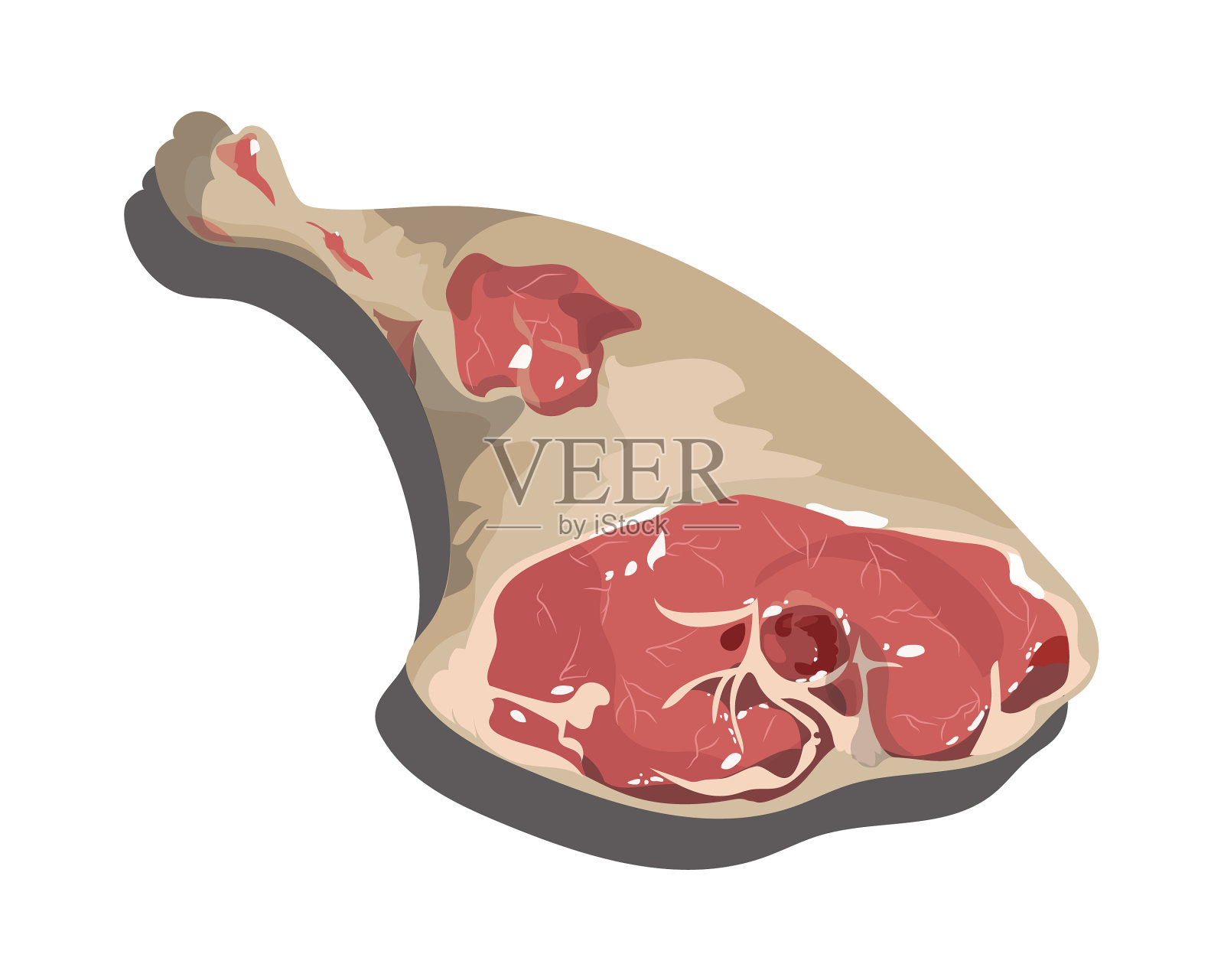 一块鲜肉上的白色肉制品设计元素图片