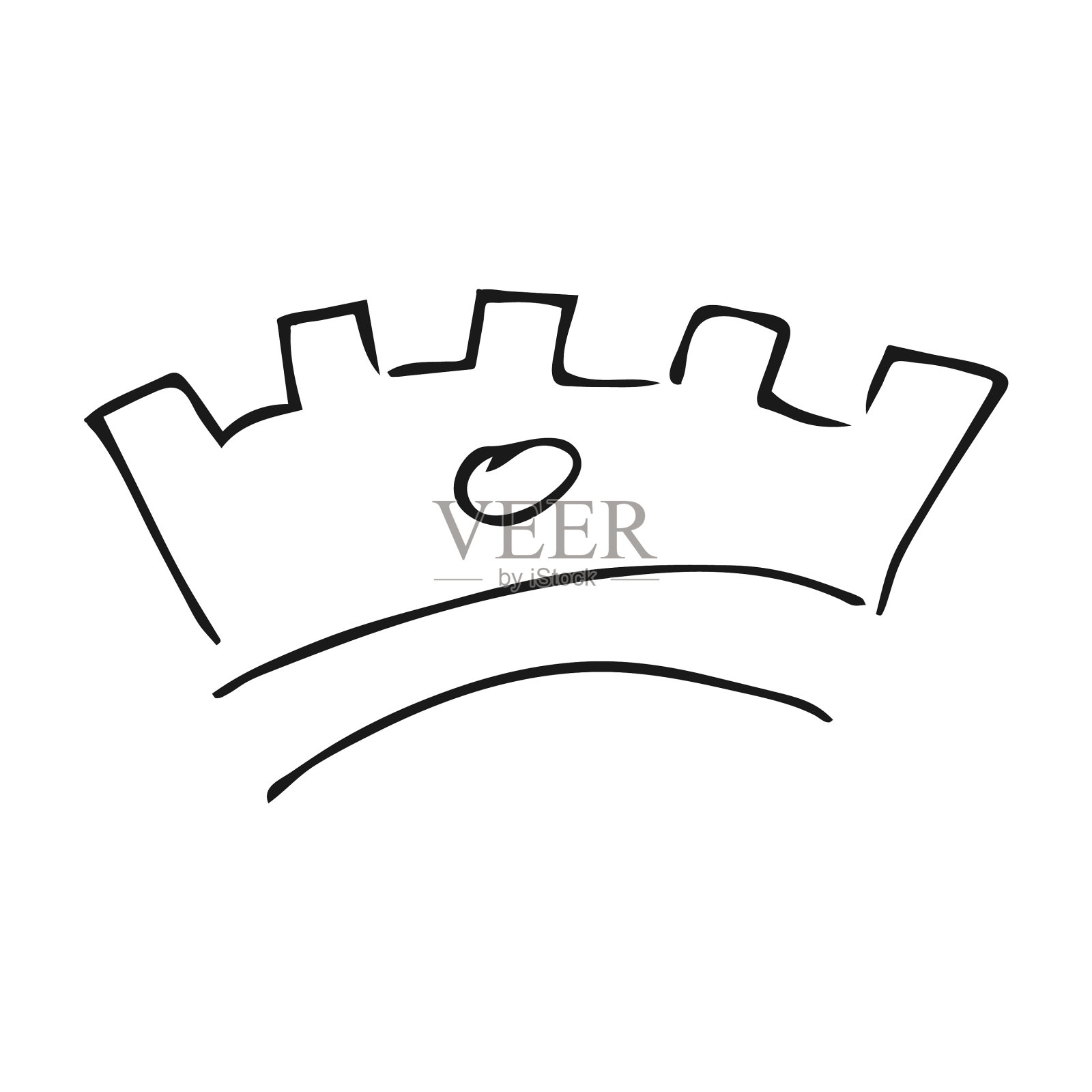简单的涂鸦素描皇后或国王皇冠图标素材