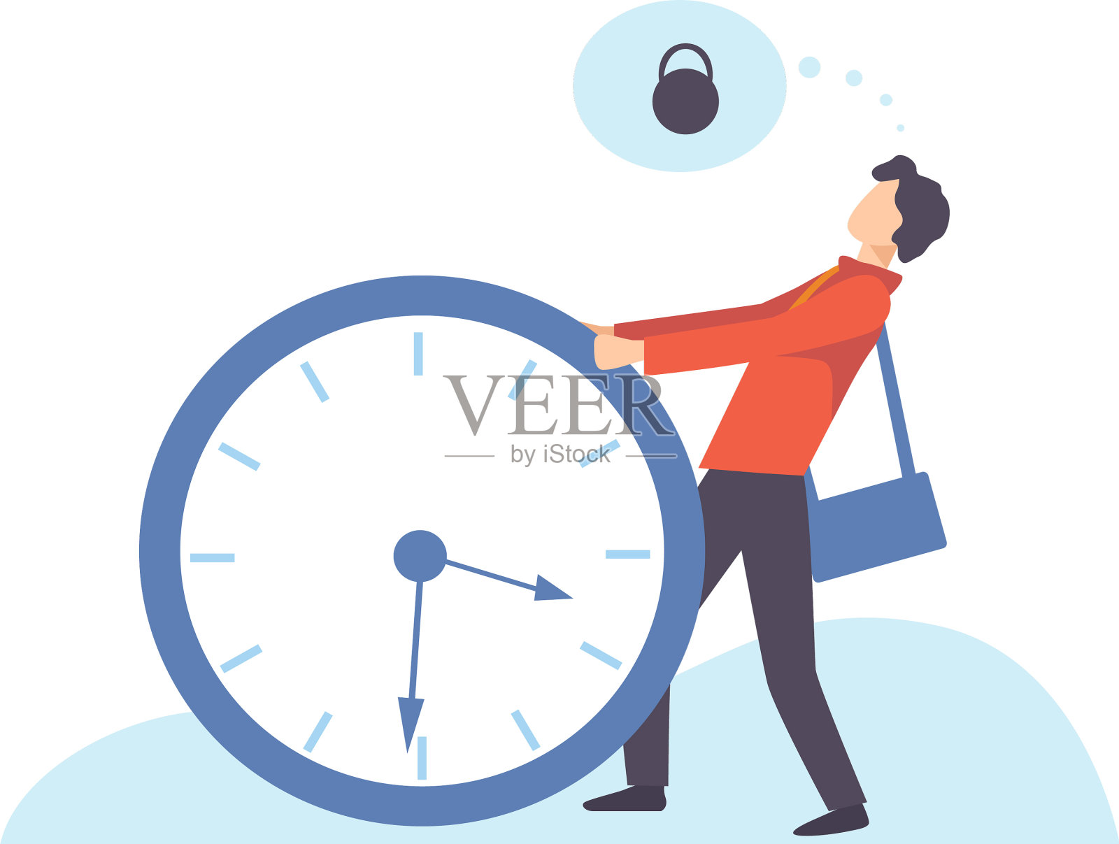 商人搬运沉重的大锁机构设计元素图片