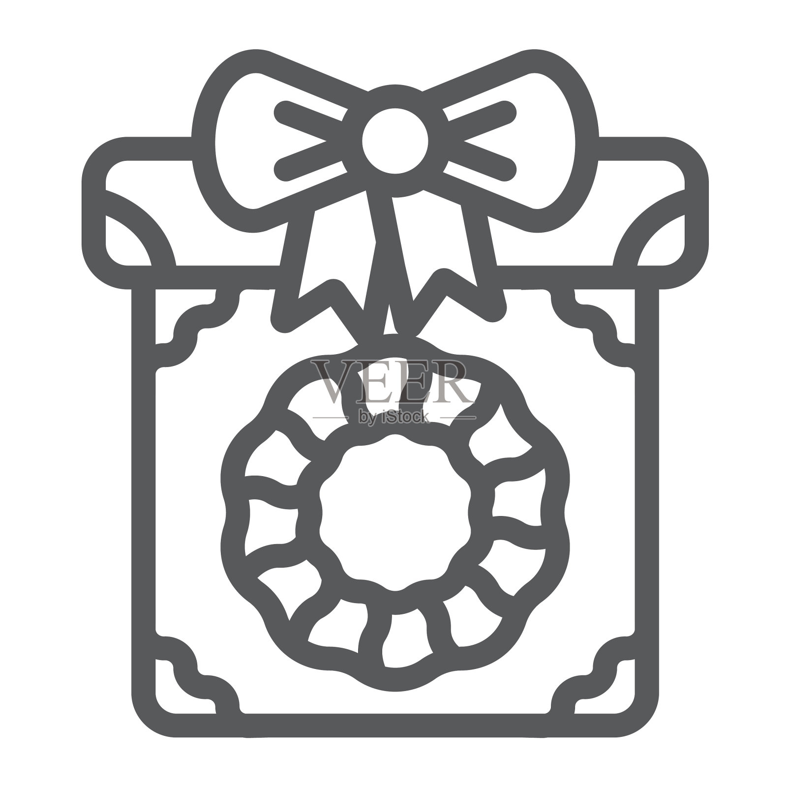 圣诞盒线图标现在和新年图标素材