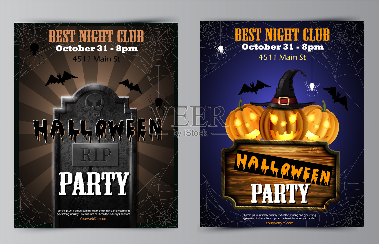 有南瓜的万圣节派对传单设计模板素材